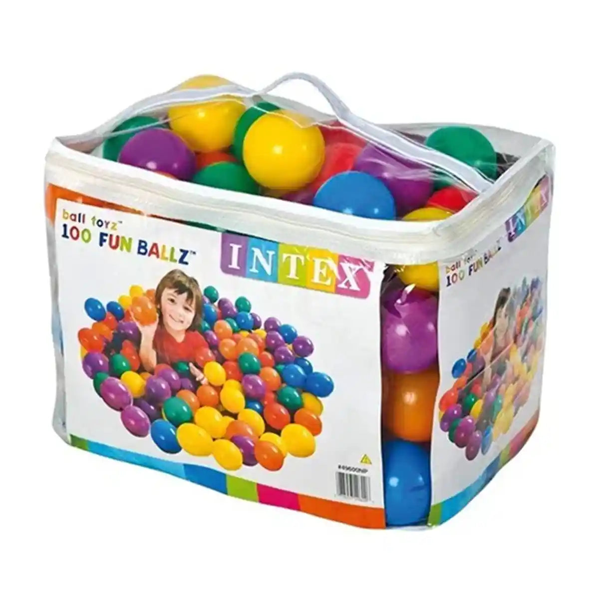 Intex FUN Ballz (كرة - 100 قطعة)، للأعمار من سنتين فما فوق، حقيبة حمل - ألعاب حمام السباحة، لعبة أطفال عالية الجودة، متينة وتعليمية، مناسبة للأعمار من 00 شهر فما فوق