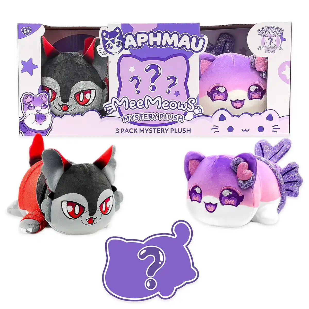 Aphmau 6 Inch MeeMeow Plush 3 Pack, Friends Surprise Box with 2 Plush + 1 Exclusive Mystery Plush, Official Aphmau Merchandise, Collectible Stuffed Animals, Ages 3+, Stuffed Animals & Plush Toys