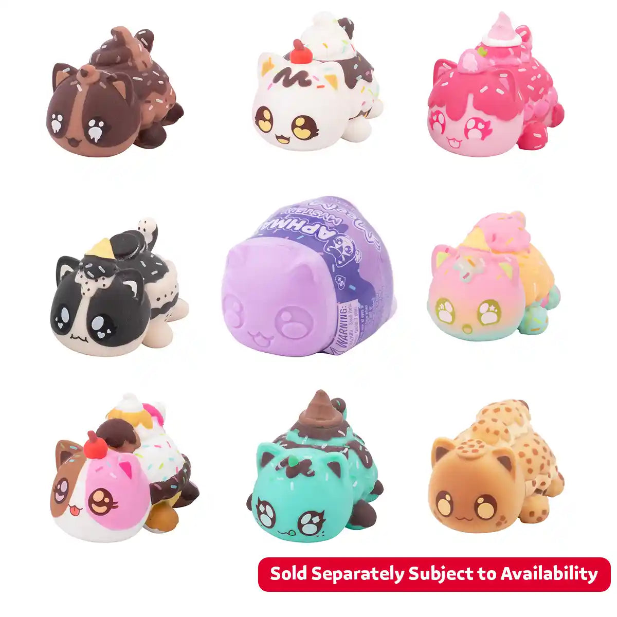Aphmau MeeMeow Mystery Squishy Figures, Series 3 Ice Cream Collection, Blind Box with 1 of 8 Possible Squishy Cats, Official Merchandise