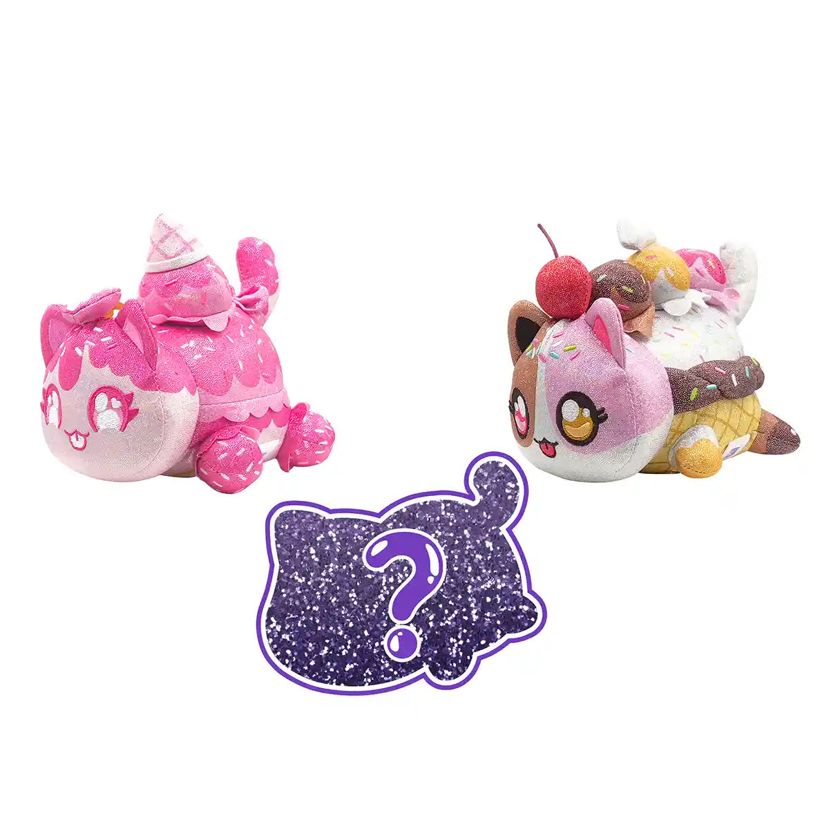 Aphmau MeeMeow Plush 3 Pack, Sparkle Ice Cream Collection, 6 Inch Collectible Cats, Soft Polyester Stuffed Animals, Ages 18 Months+, Stuffed Animals & Plush Toys