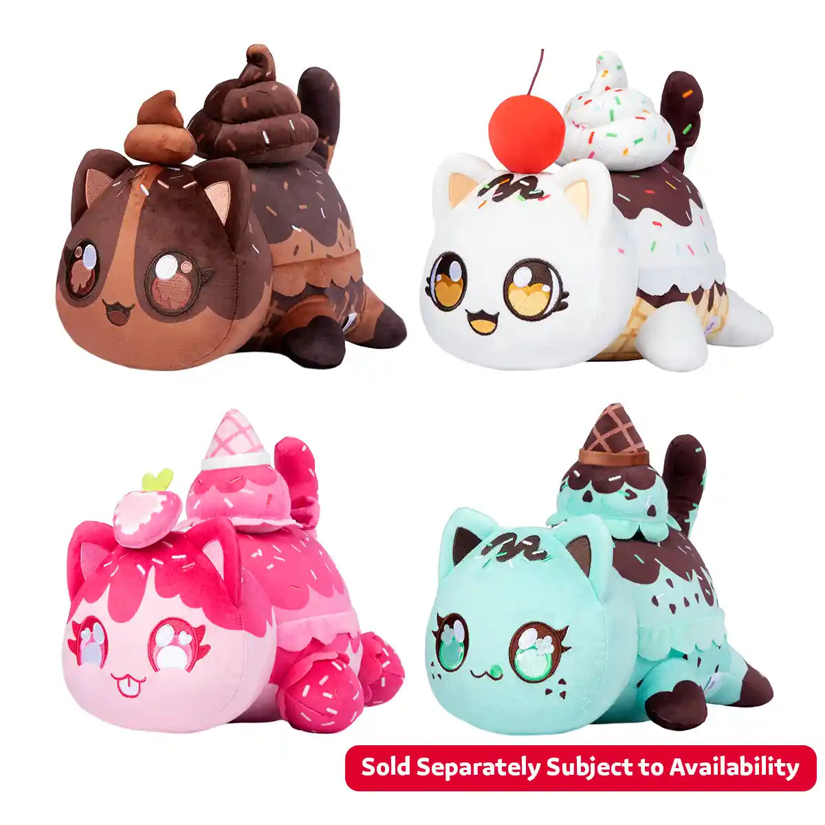 Aphmau MeeMeows 11 Inch Classic Mystery Plush, Ice Cream Collection Blind Box with 1 of 4 Plush Cats, Chocolate, Vanilla, Strawberry, Mint Chip, Official Aphmau Merchandise, Stuffed Animals & Plush Toys