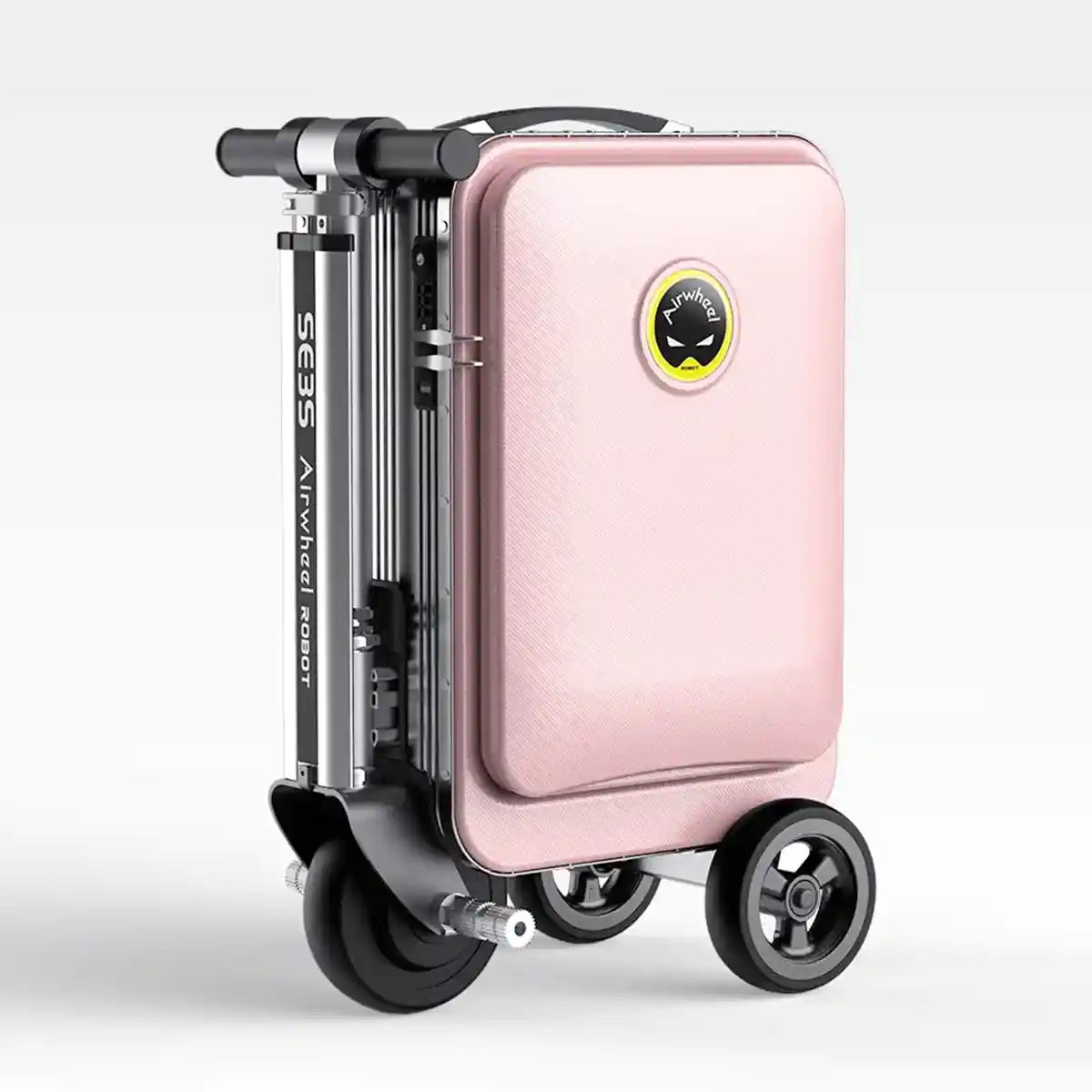 حقيبة سكوتر كهربائية Airwheel SE3S، وردية اللون، حقيبة سفر ذكية بمحرك سعة 20 لترًا مع بطارية قابلة للإزالة معتمدة من شركة الطيران، وخاصية بنك الطاقة وسرعة 13 كم/ساعة