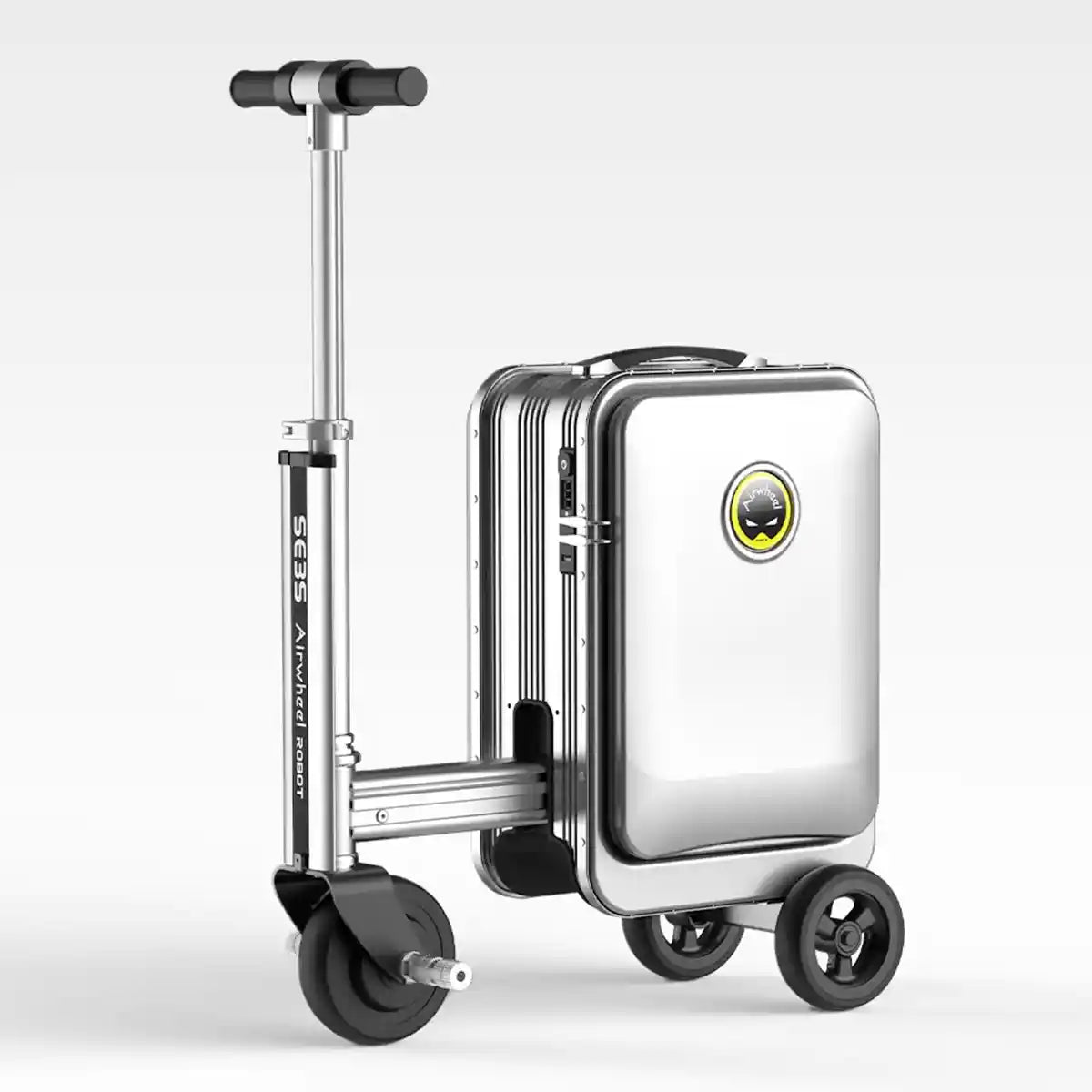 حقيبة سكوتر كهربائية Airwheel SE3S، فضية اللون، سعة 20 لترًا، مزودة بمحرك ذكي، مع بطارية قابلة للإزالة معتمدة من شركة الطيران، وخاصية بنك الطاقة، وسرعة 13 كم/ساعة