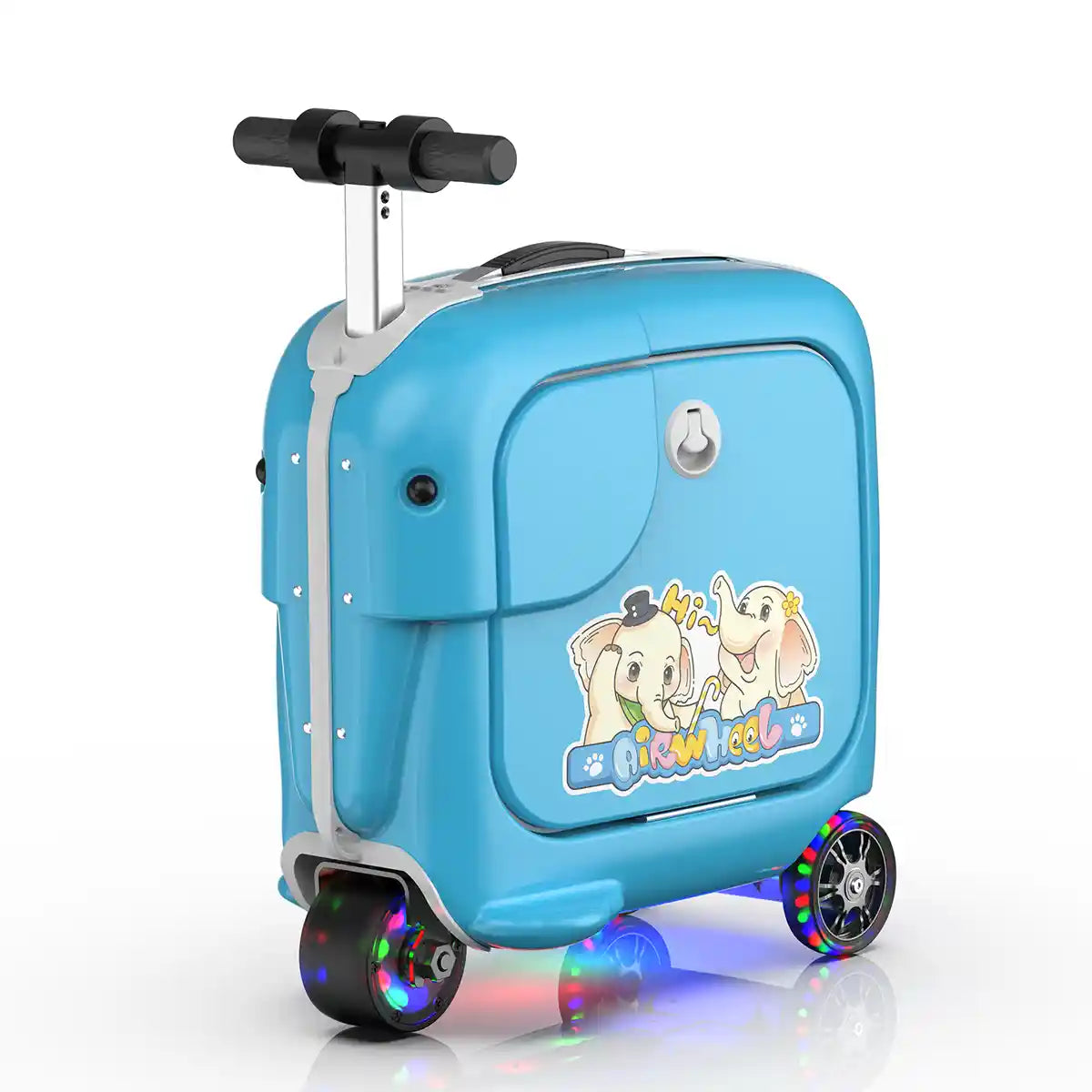 حقيبة سكوتر كهربائية للأطفال Airwheel SQ3S، زرقاء، سعة 20 لترًا مع مقود قابل للتعديل، وبطارية قابلة للإزالة، ومكبرات صوت بلوتوث، وسرعة 6.5 كم/ساعة