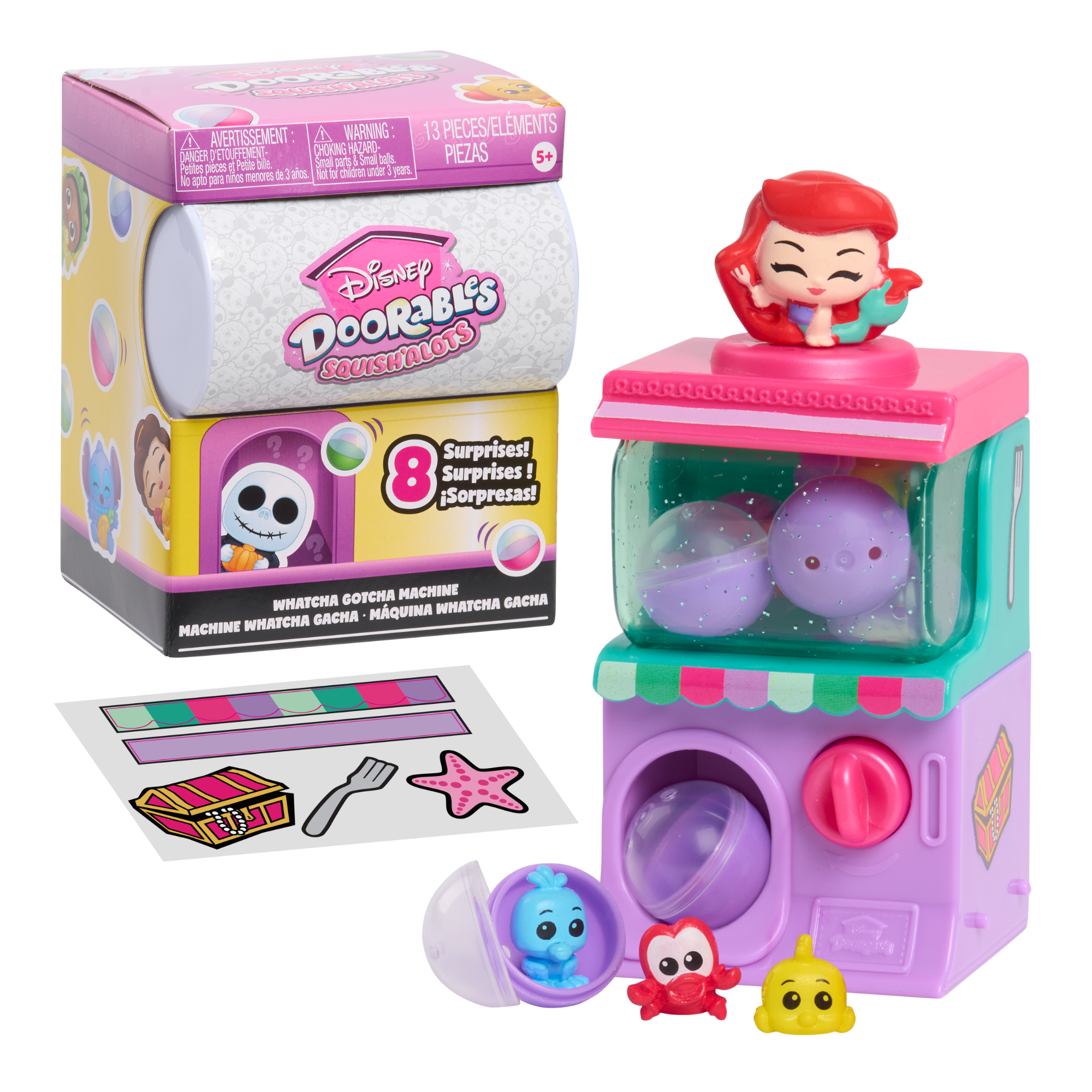 تتميز سلسلة Disney Doorables Squish'Alots 3 بـ 1 مجسم صغير و3 مجسمات صغيرة (0.65 بوصة) وملصقين، واحدة من 10 مجسمات ألعاب أطفال قابلة للتجميع، لعبة أطفال مرخصة رسميًا للأعمار من 5 سنوات فما فوق من Just Play