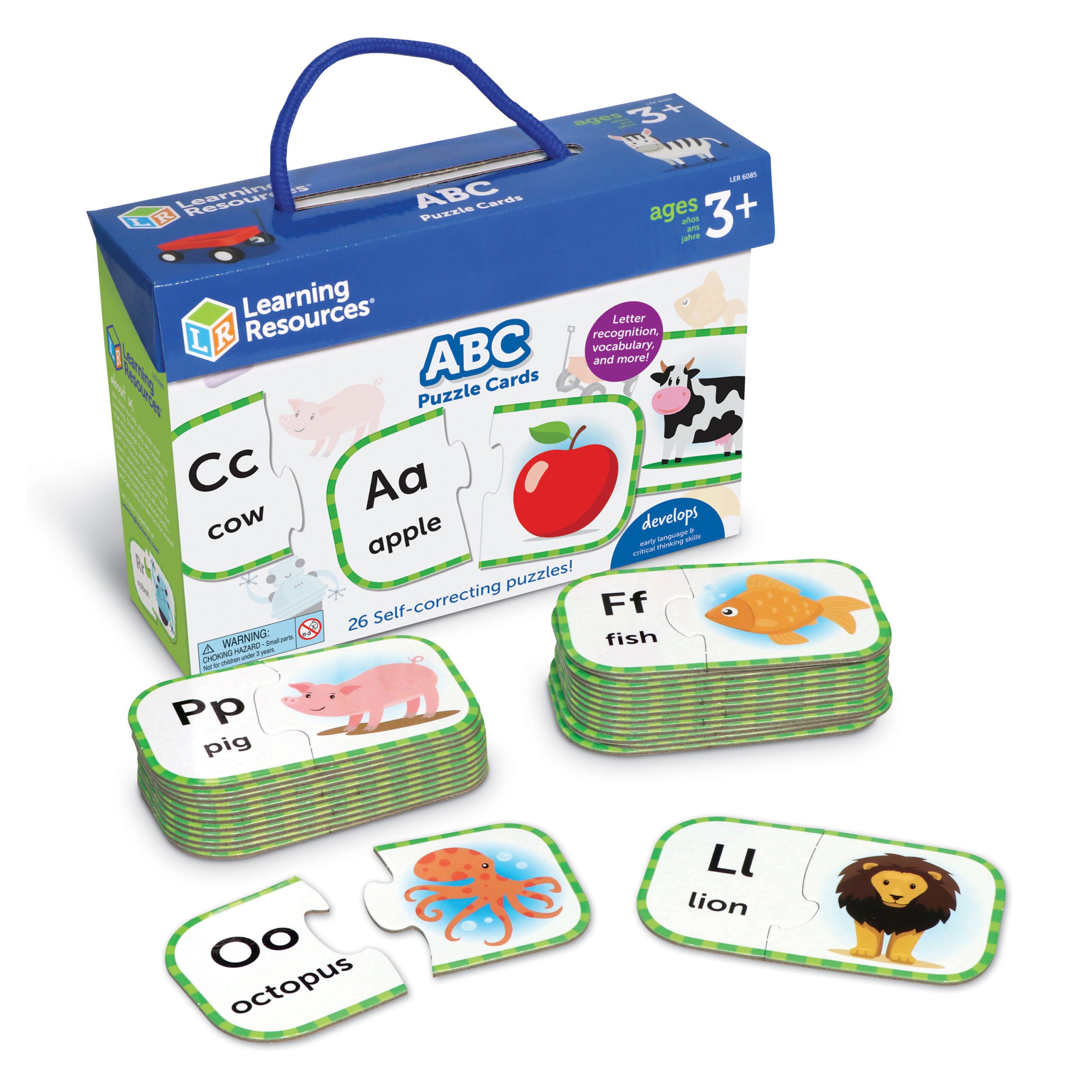 بطاقات ألغاز ABC من Learning Resources، مجموعة من 26 لغز مطابقة الحروف ذاتية التصحيح، تُعلّم الأبجدية ومهارات اللغة المبكرة، للأعمار من 3 سنوات فما فوق