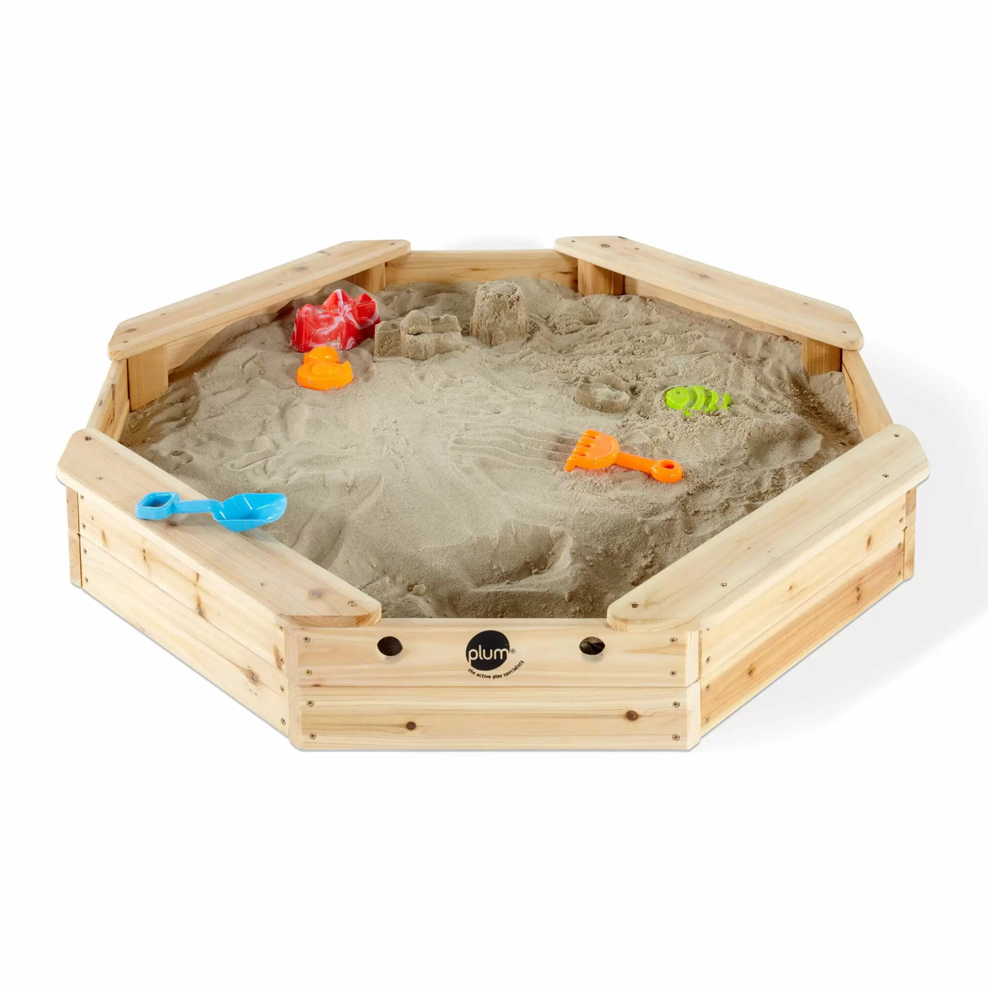 صندوق رمل خشبي من Plum Treasure Beach مع غطاء، لعبة صندوق رمل للملعب الخارجي مع مقعد مدمج، يشجع اللعب الخيالي والنشط للأطفال، مناسب للأولاد والبنات من سن 3 سنوات فما فوق