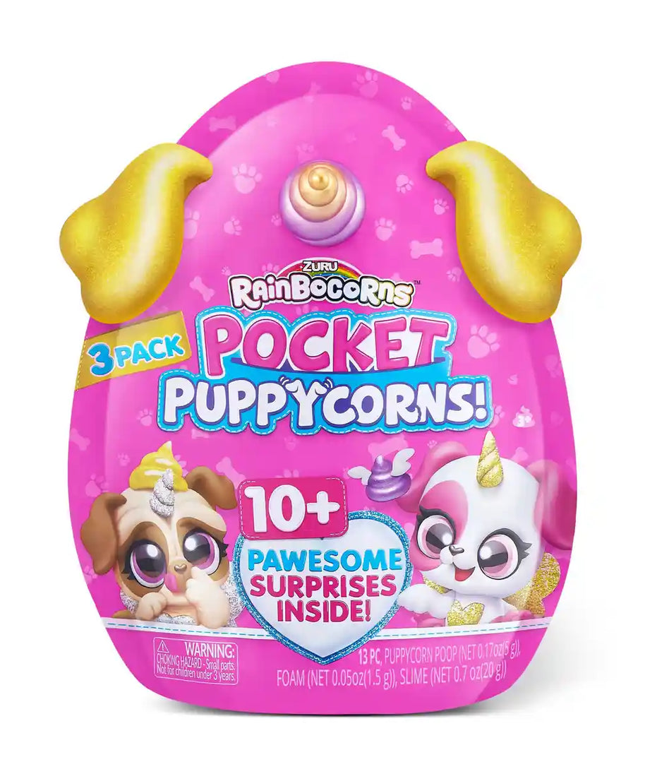 Rainbocorns Pocket Puppycorn Surprise S1 Bobble Head, Collectible Plush Toy with 10 Fun Surprises, Mini Slime, Stickers & Pencil Topper, Kids Gift for Ages 3+