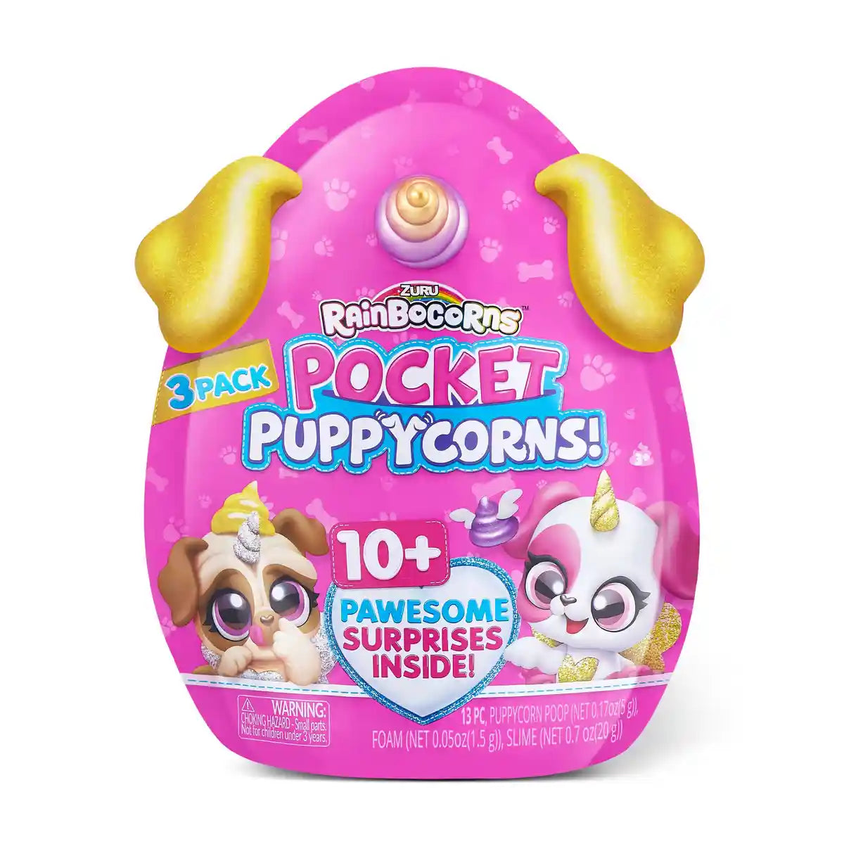 Rainbocorns Pocket Puppycorn Surprise S1 Bobble Head, Collectible Plush Toy with 10 Fun Surprises, Mini Slime, Stickers & Pencil Topper, Kids Gift for Ages 3+