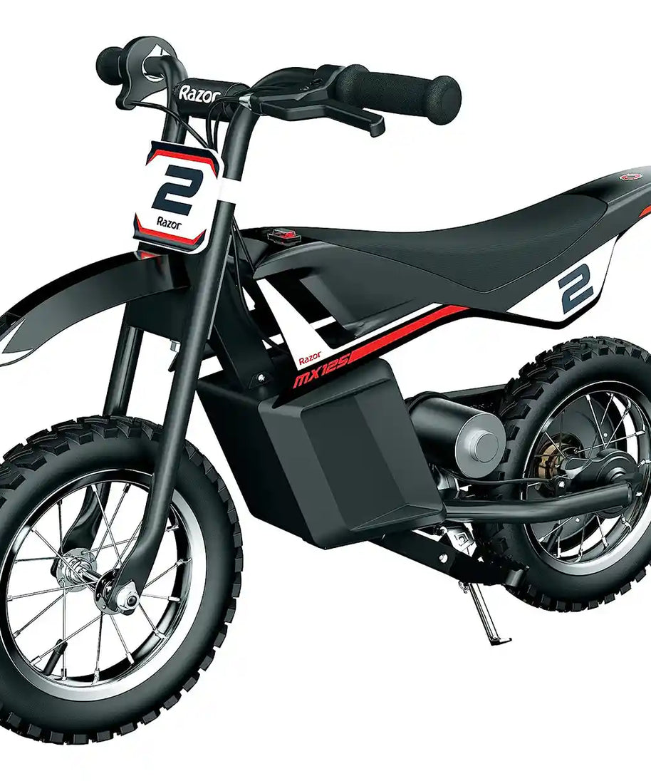 Razor MX125 Dirt Rocket Electric Dirt Bike for Kids Ages 7+, 100W High-Torque Motor, Rear-Wheel Drive, Speeds up to 8 MPH, 40 Min Run Time, Black