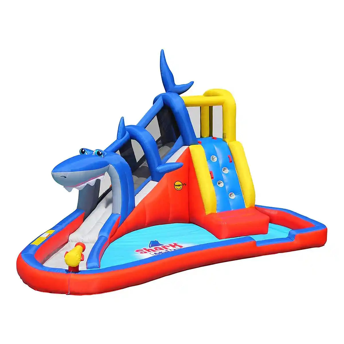 Happy Hop Shark Cave Adventure Inflatable Bouncer for Kids, Outdoor Jumping Castle, Backyard Bounce House, Heavy-Duty Polyester, Includes Electric Blower and Repair Kit, Safe Kids Activity Toy, Pools & Water Fun