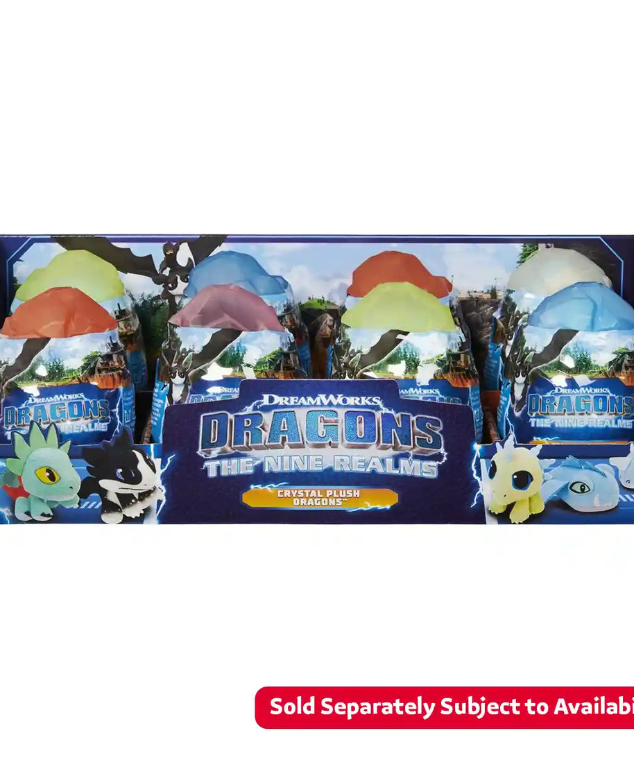 DreamWorks Dragons Realms Crystal Plush, Dragon Egg Surprise Toy, Collectible Baby Dragon Plush, Toothless, Lightfury, Stormfly, Winger, Summer, Soft Huggable Dragon Toy for Kids Ages 4+