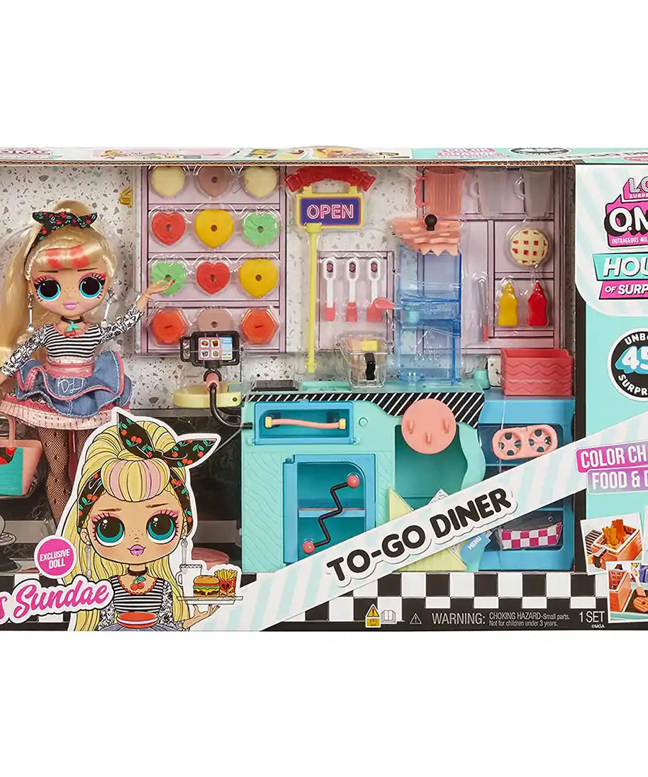 L.O.L. Surprise OMG Miss Sundae To-Go Diner Playset with Exclusive Fashion Doll, 45+ Surprises, Color Change Features, Kitchen Accessories for Kids Ages 3+