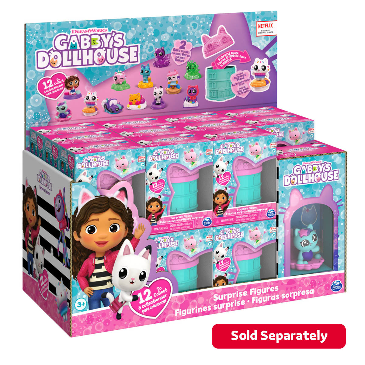 Gabby’s Dollhouse Surprise Figures Assortment CDU, Collectible Mini Figures, Mystery Surprise Toy Capsule for Kids, Official Gabby’s Dollhouse Toys for Ages 3+