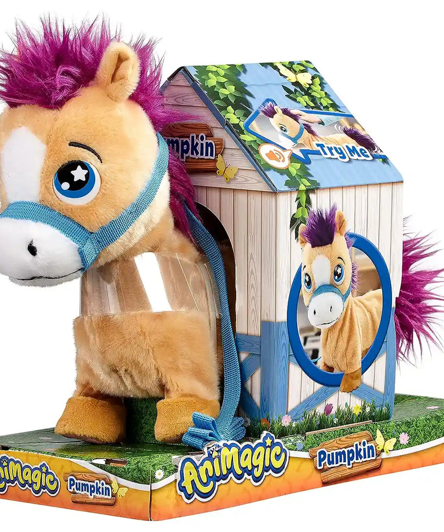 Animagic, Pumpkin the Shetland Pony, Walking Interactive Plush Pony with Sounds, Moving Tail and Head, Kids Pretend Play Pet Toy, Ages 4+, Plush Interactive Toy Figures