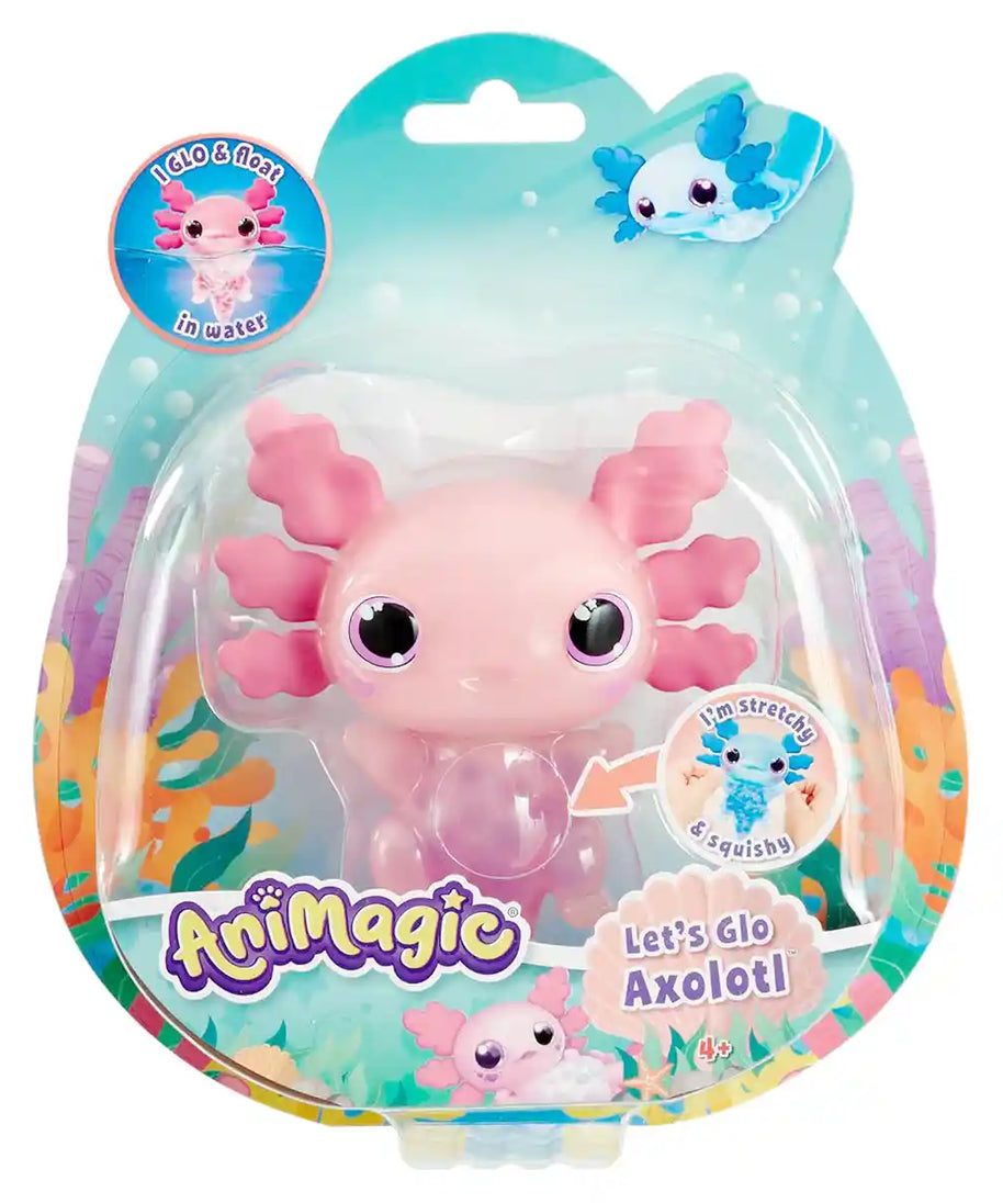 Goliath Animagic, Let’s Glo Axolotl Blue, Interactive Light Up Plush Pet with Glow Effect and Stretchy Tentacles, Water Activated Sensory Toy, Ages 4+, Plush Interactive Toy Figures