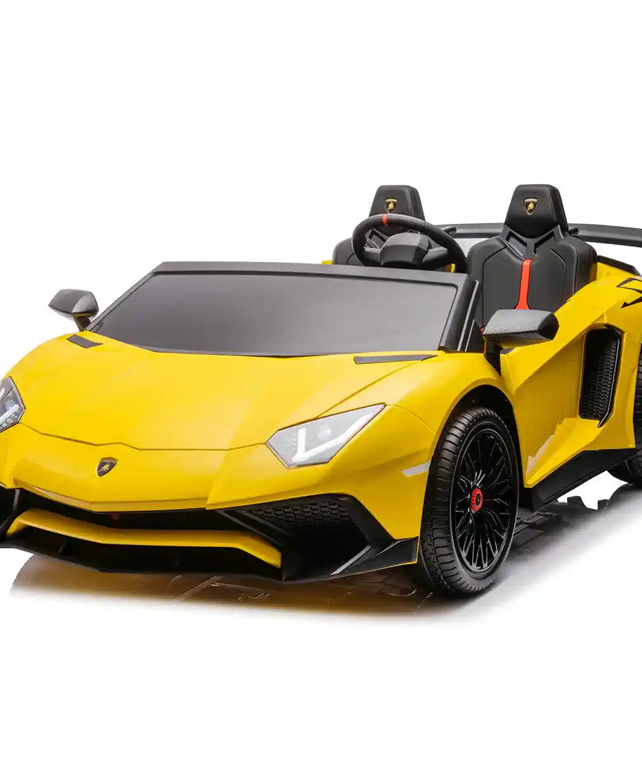 Licensed Lamborghini Aventador SVJ Electric Ride-On Car for Kids 6+, 24V Dual Motor, Adjustable 2-Seater, EVA Wheels, Hydraulic Scissor Doors, Ride-On Cars