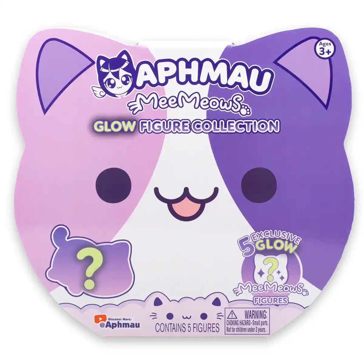 Aphmau & Friends Mystery Figures Glow Multi Pack, 5 Piece Collectible Cat Figures, Exclusive Glow in The Dark Characters Aphmau Cat, Noi Cat, Kim Cat, Pierce Cat, Aaron Cat, Official Aphmau Merchandise