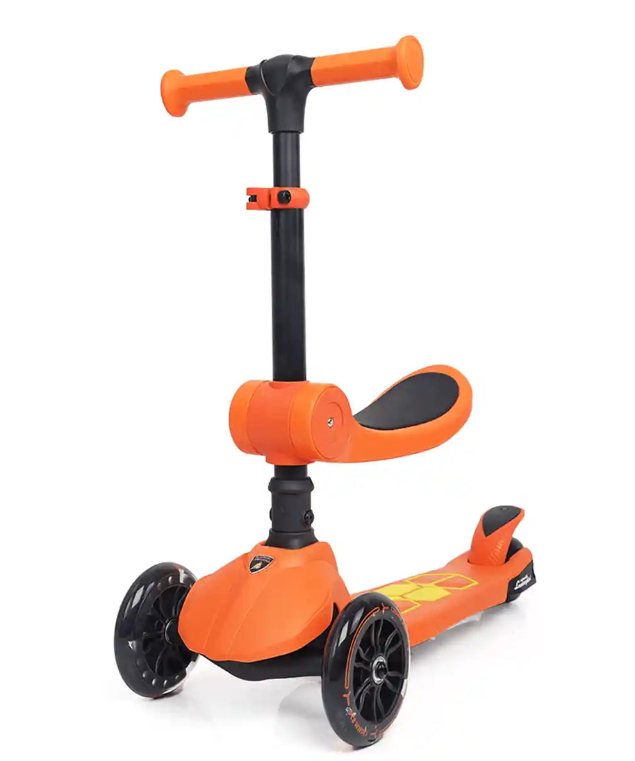 Lamborghini Kids Scooter 2-in-1, Light-Up Wheels, Foldable, Adjustable Seat, Toddler & Kid Ride-On Toy, Assorted Colors