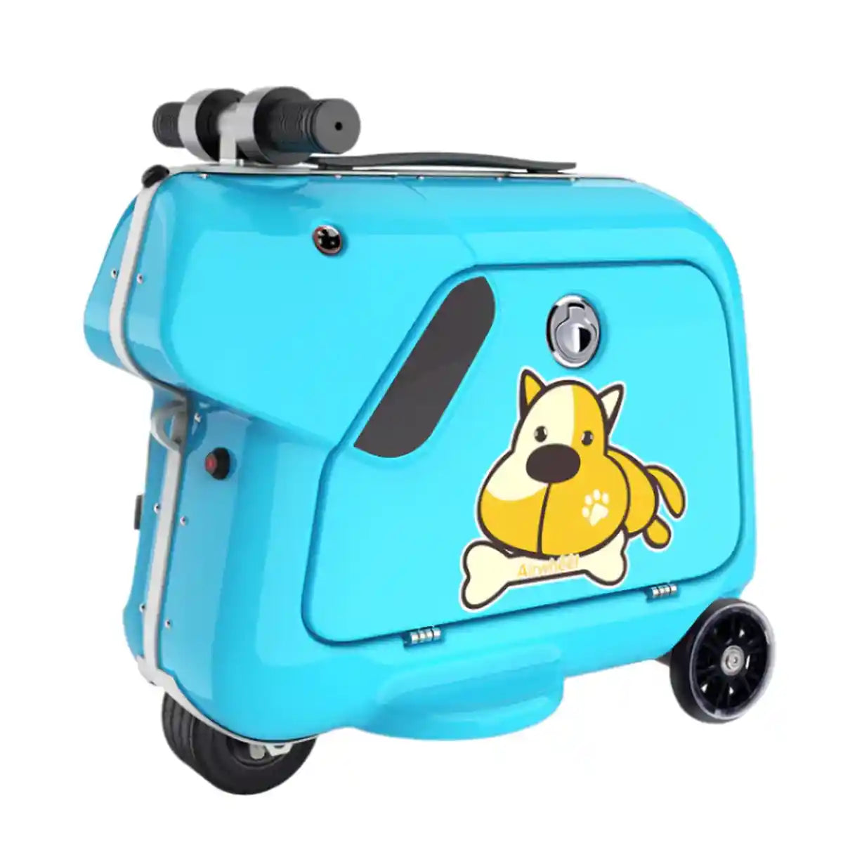 سكوتر كهربائي للأطفال من Airwheel SQ3 مع حقيبة سفر صغيرة الحجم مزودة بمكبر صوت بلوتوث للأعمار من 3 إلى 8 سنوات، أزرق، وردي