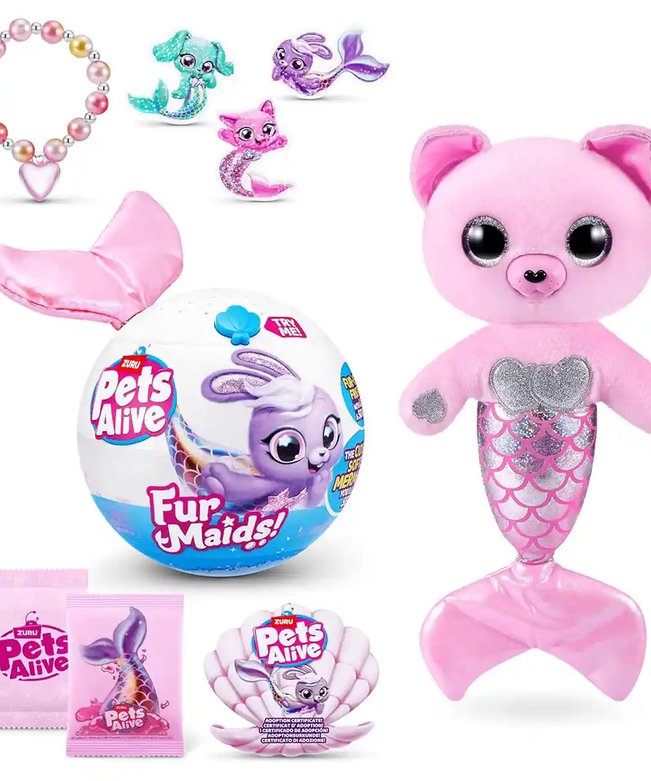 Pets Alive Furmaids Series 1, Interactive Mermaid Plush with 10+ Surprises, Shakeable Snow-Globe Capsule, Collectible Purrl Dazzi Starlet, Ages 3+, Stuffed Animals & Plush Toys