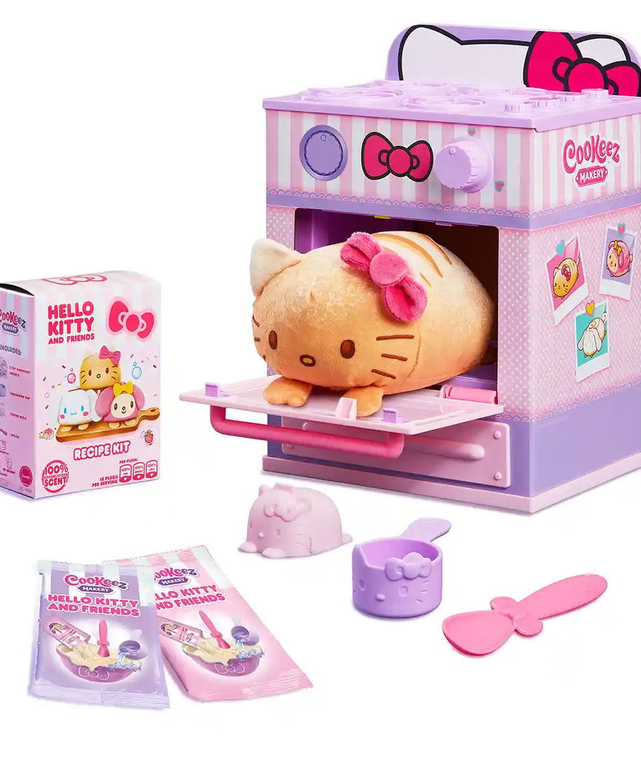 Cookeez Makery Hello Kitty and Friends Oven Surprise Interactive Plush Toy, Warm Scented Pets, Kids Ages 5+, Plush Interactive Toy Figures