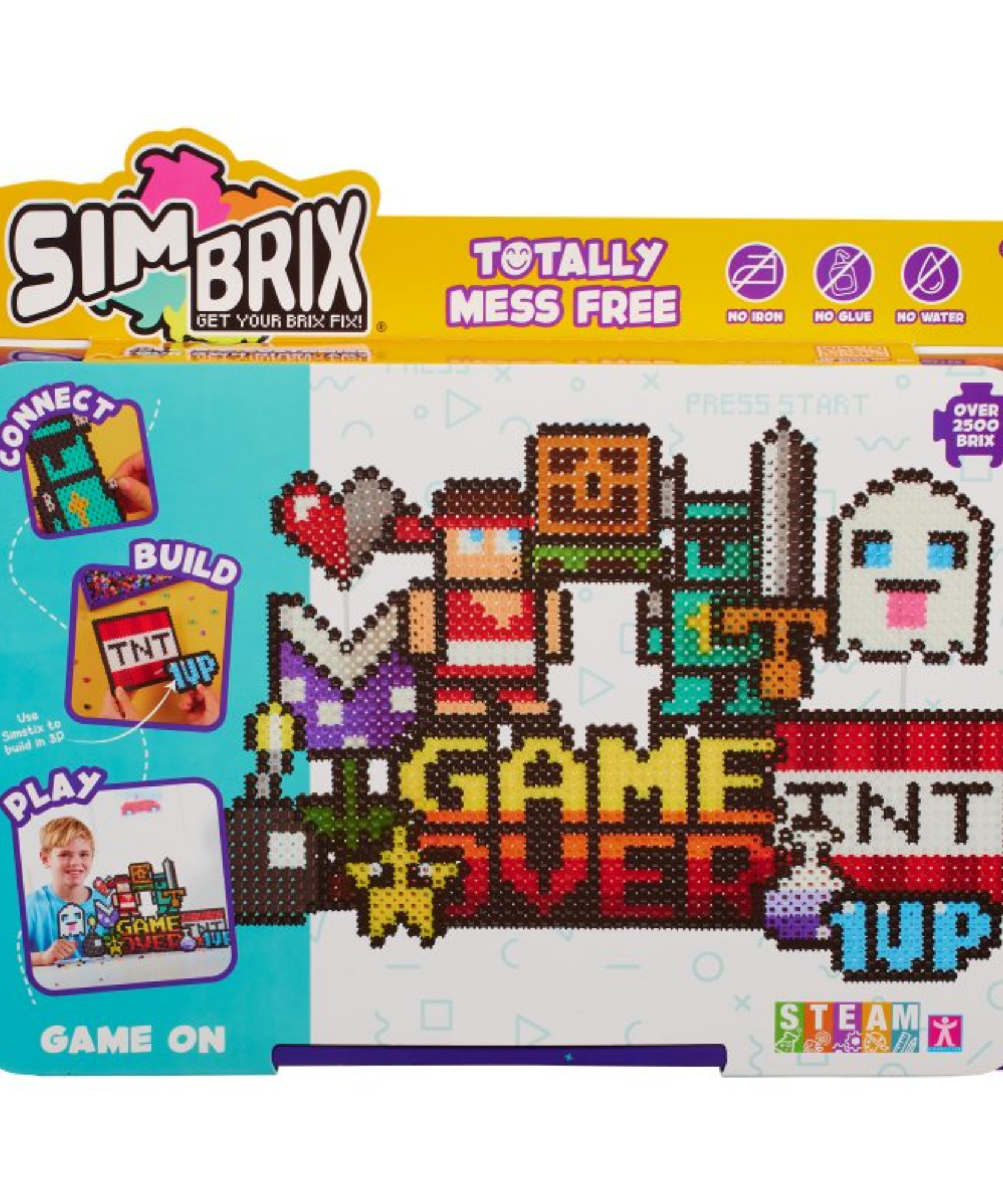 خيارات الشخصيات Simbrix Connect &amp; Wow Game On Pack مع أكثر من 2500 بريكس، لعبة بناء Pixel Arts and Crafts ثنائية وثلاثية الأبعاد، لعبة بناء STEAM إبداعية وخيالية للأولاد والبنات من سن 5 سنوات فما فوق