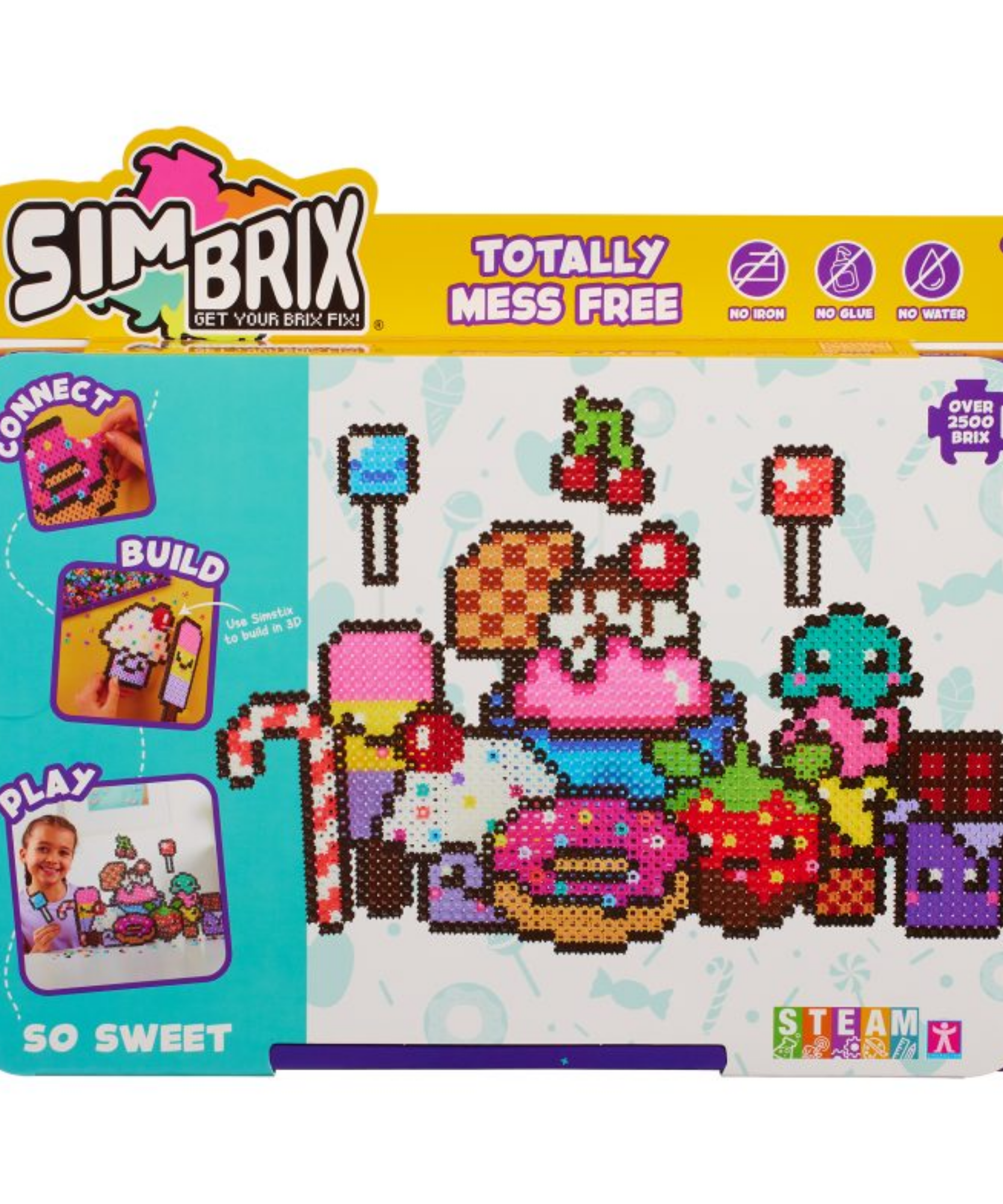 خيارات الشخصيات Simbrix Connect &amp; Wow So Sweet Pack مع أكثر من 2500 بريكس، لعبة بناء Pixel Arts and Crafts ثنائية وثلاثية الأبعاد، لعبة بناء STEAM إبداعية وخيالية للأولاد والبنات من سن 5 سنوات فما فوق