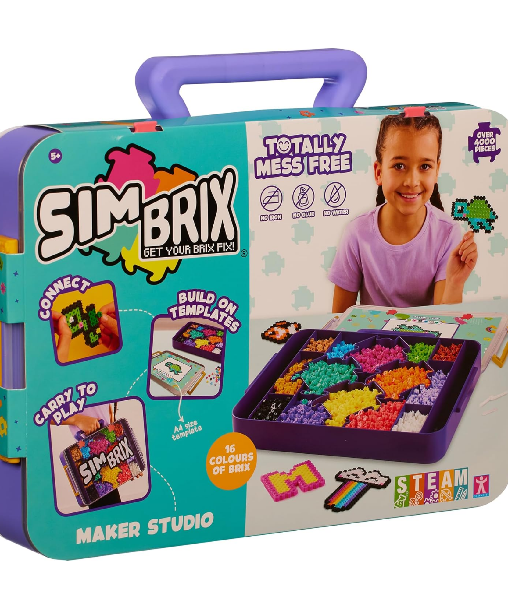 خيارات الشخصيات Simbrix Connect &amp; Wow Maker Studio Purple مع أكثر من 4000 بريكس، لعبة بناء فنون وحرف بكسل ثنائية وثلاثية الأبعاد، لعبة بناء STEAM إبداعية وخيالية للأولاد والبنات من سن 5 سنوات فما فوق