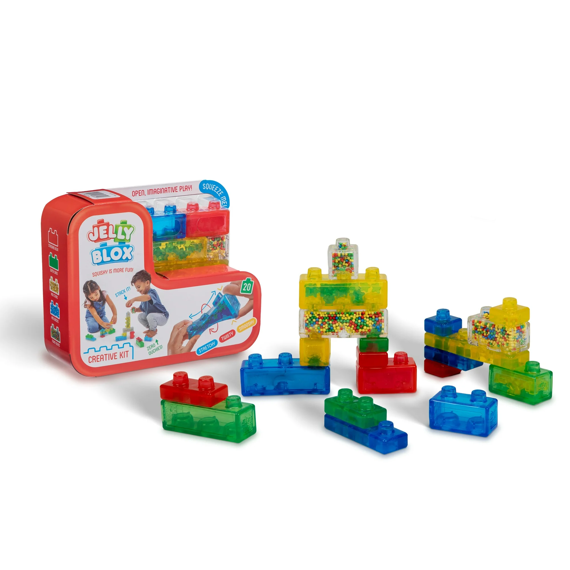 Goliath Jelly Blox Creative Kit, Includes 20 Blocks, Toddler & Preschool Building Blocks Kids Can Squeeze, Stretch, Squish, Safety Tested & Ouch-Free, Tactile, Sensory Play Toy for Ages 2+