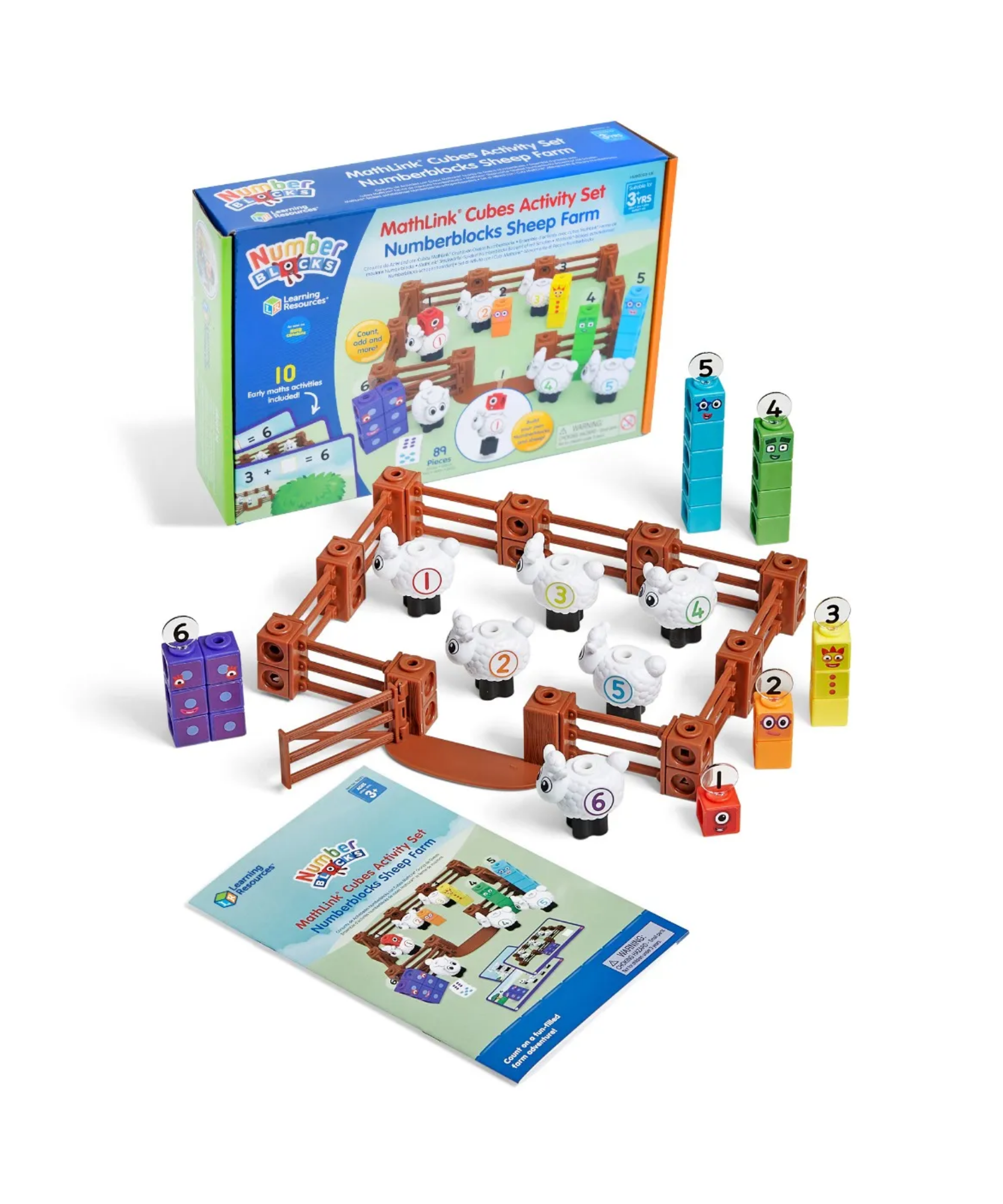 مجموعة أنشطة مزرعة الأغنام من MathLink Cubes Numberblocks، وشخصيات قابلة للبناء، وألعاب تعليم الرياضيات المبكرة، ولعبة المزرعة، من 89 قطعة للأعمار من 3 سنوات فما فوق