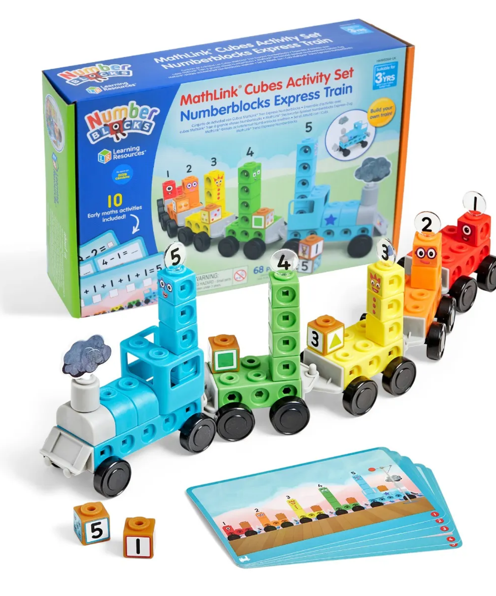 مجموعة أنشطة قطار الأرقام السريع من MathLink Cubes Numberblocks من Learning Resources، لعبة قطار الأرقام القابلة للبناء مع أنشطة الرياضيات، للأعمار من 3 سنوات فما فوق