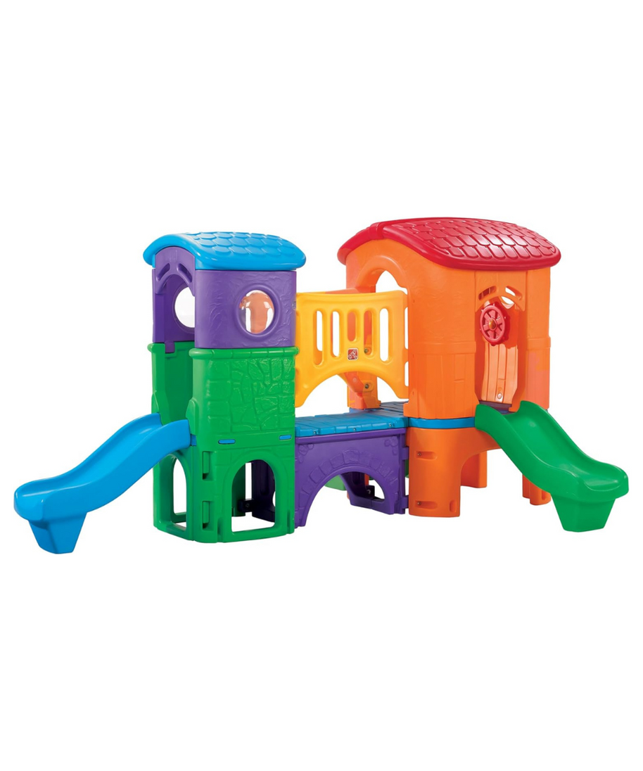 Step2 Clubhouse Climber (Brights) Outdoor Playset for Kids 2–6, Dual Slides, Climbing Ladder, Crawl Tunnel & Look-Out Tower, Play Sets & Playground Equipment