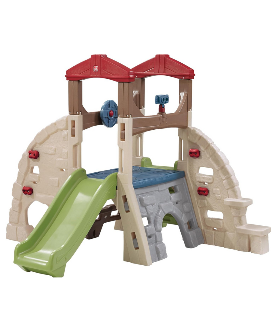 Step2 Alpine Ridge Climber & Slide for Kids 2+, Outdoor Playset with 5 Climbing Walls, Slide, Crawl Tunnels & Steering Wheel, Play Sets & Playground Equipment