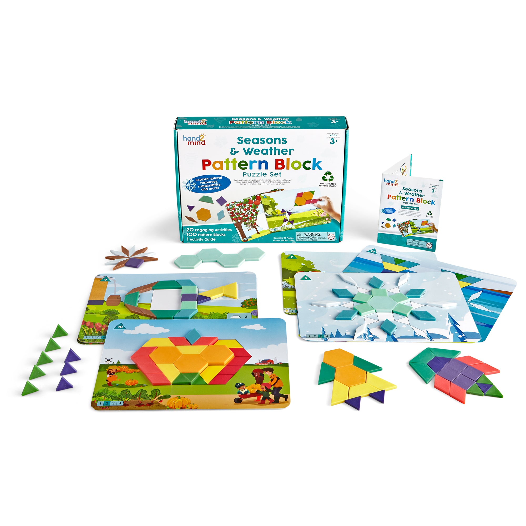 مجموعة أحجيات الفصول والطقس من Learning Resources، 100 قطعة أحجيات، 10 بطاقات أحجيات مزدوجة الجوانب، مفاهيم التعلم في مجالات العلوم والتكنولوجيا والهندسة والرياضيات والاستدامة، مناسبة للأعمار من 5 سنوات فما فوق