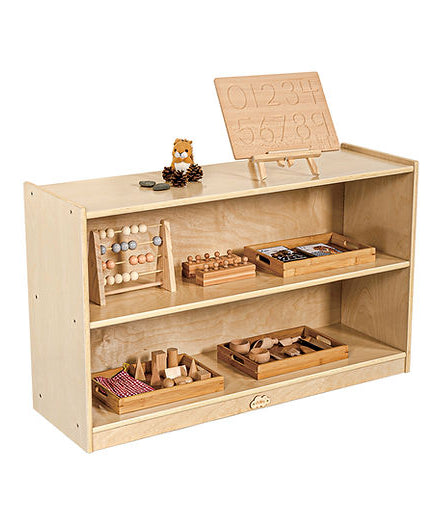JOOYES 2 Shelf Cabinet with Backboard H60.5cm, Birch Plywood Storage and Display Unit for Classroom or Kids’ Room, Room Divider with Easy Access Shelves, Original Wood Colour – Early Development & Activity Toys