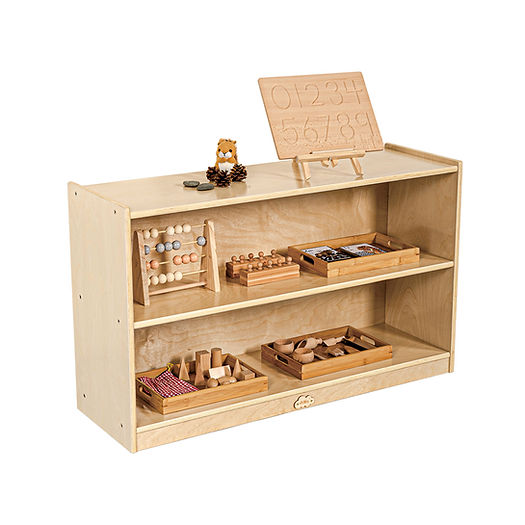 JOOYES 2 Shelf Cabinet with Backboard H60.5cm, Birch Plywood Storage and Display Unit for Classroom or Kids’ Room, Room Divider with Easy Access Shelves, Original Wood Colour – Early Development & Activity Toys