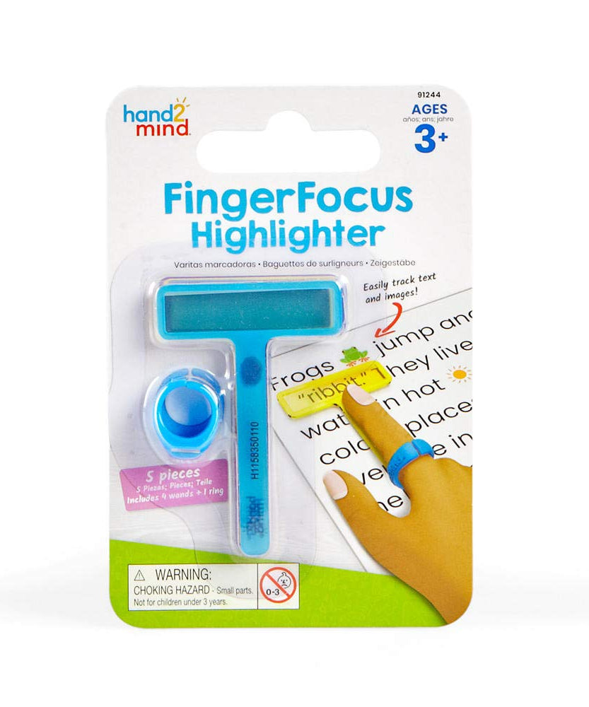 قلم تمييز FingerFocus من Learning Resources، أداة مساعدة للقراءة يمكن ارتداؤها للأطفال، تساعد على تحسين التركيز والتتبع، تتضمن 4 أعواد ملونة قابلة للتبديل