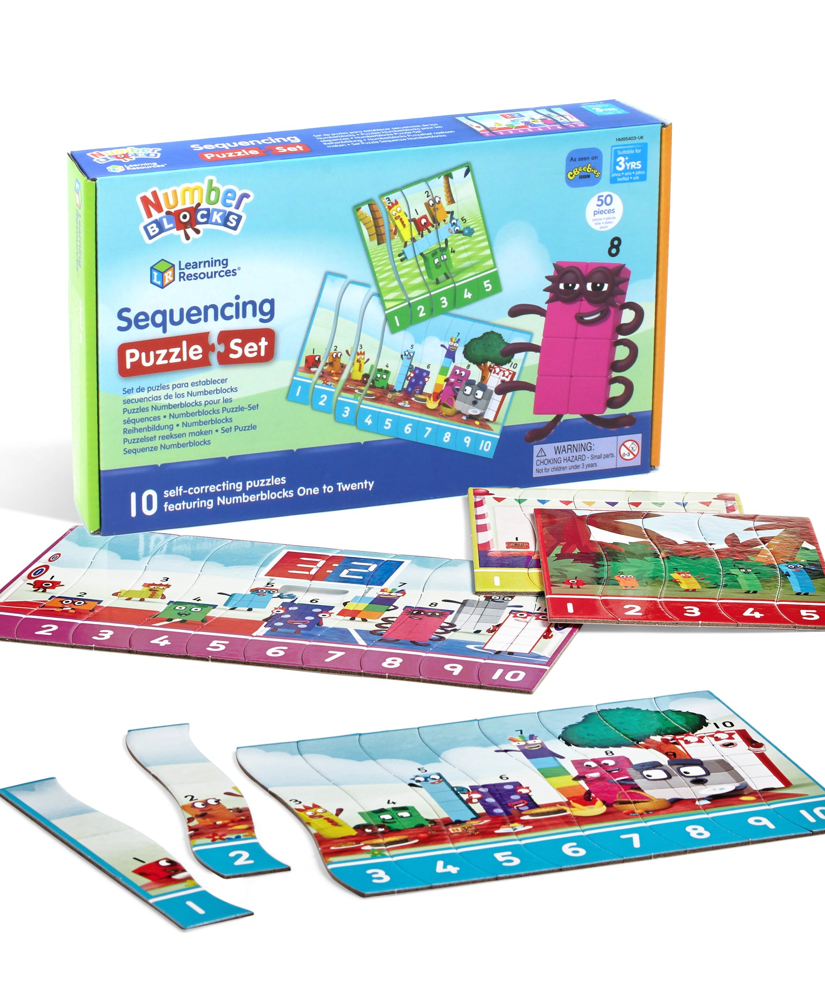 مجموعة ألغاز التسلسل Numberblocks من Learning Resources، تعلم كيفية تسلسل الأرقام من 1 إلى 20، ألغاز تعليمية لمهارات الرياضيات المبكرة، موارد تعليمية مرخصة رسميًا