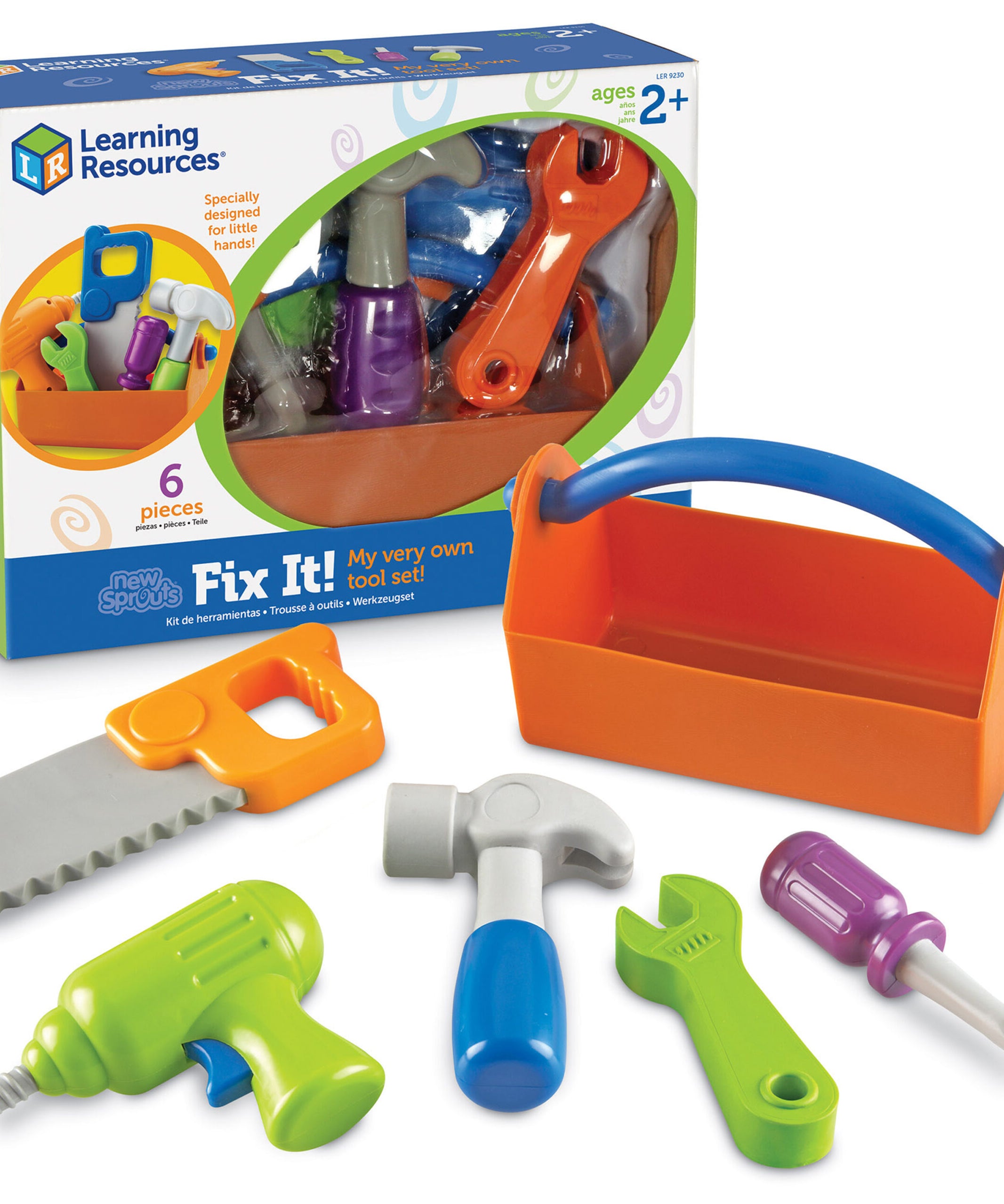مجموعة أدوات New Sprouts Fix It من Learning Resources - أدوات لعب تظاهرية للأطفال الصغار من عمر سنتين فما فوق