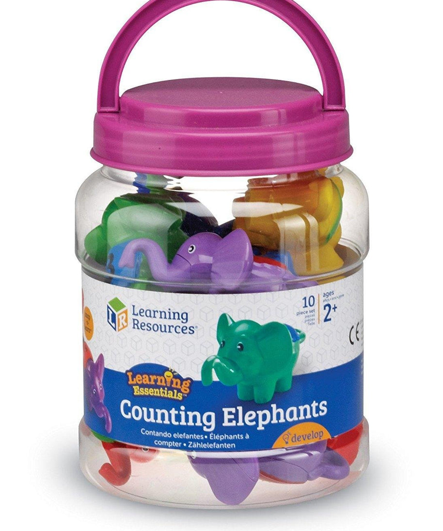موارد التعلم Snap 'n' Learn Counting Elephants، مجموعة من 10 فيلة تعليمية مترابطة للتعرف على الأرقام والألوان، لعبة المهارات الحركية الدقيقة للأطفال الصغار، من عمر سنتين فما فوق