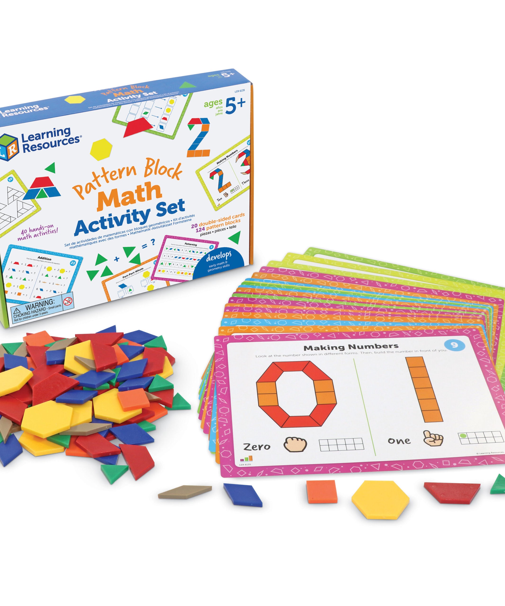 مجموعة أنشطة رياضيات بنمط مكعبات من Learning Resources، 124 مكعبًا بلاستيكيًا بنمط مكعبات، 20 بطاقة أنشطة مزدوجة الجوانب، تعليم عملي في الرياضيات والعلوم والتكنولوجيا والهندسة والرياضيات، للأعمار من 5 سنوات فما فوق
