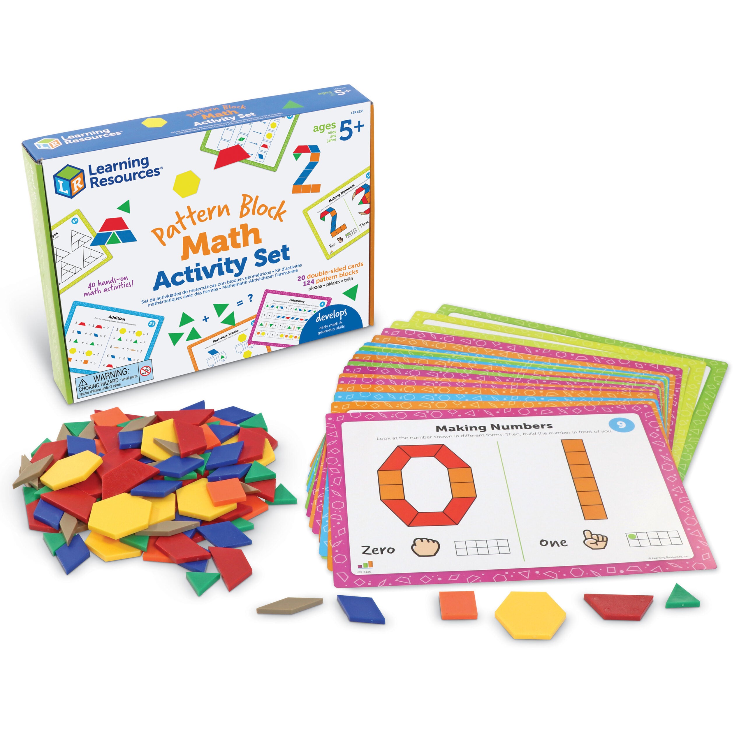 مجموعة أنشطة رياضيات بنمط مكعبات من Learning Resources، 124 مكعبًا بلاستيكيًا بنمط مكعبات، 20 بطاقة أنشطة مزدوجة الجوانب، تعليم عملي في الرياضيات والعلوم والتكنولوجيا والهندسة والرياضيات، للأعمار من 5 سنوات فما فوق